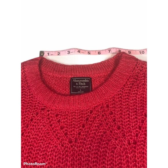 Abercrombie & Fitch Women's Size Large Sweater With Diamond Pattern Red New - Picture 6 of 12